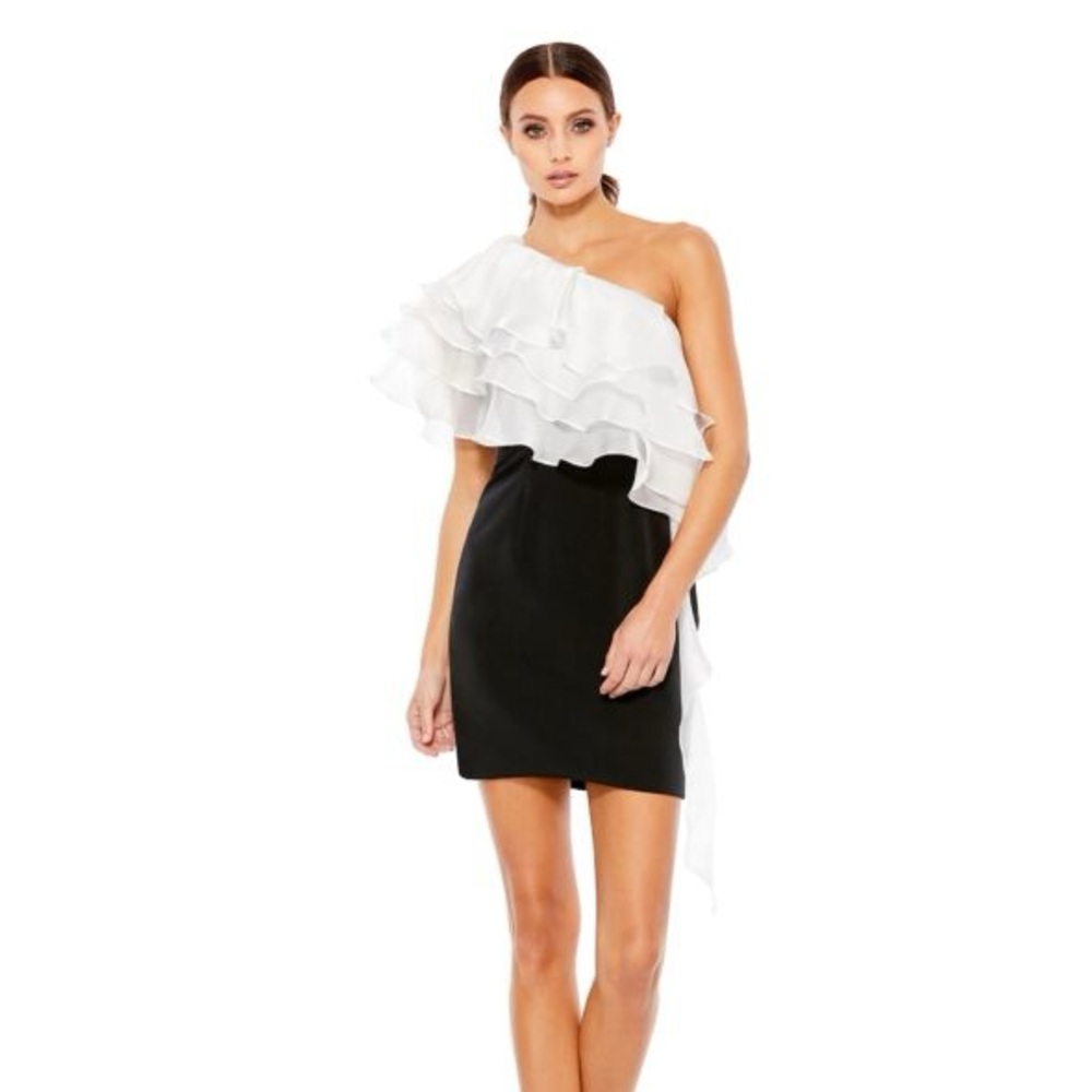 NWT Ieena for Mac Duggal Ruffled Asymmetric Cocktail Dress 26501 Size 4